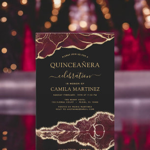 Papier Budget Agate Bourgogne Quinceañera Gold 15e