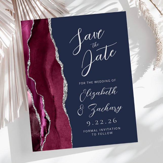Papier Budget Agate Burgundy Silver Navy Enregistrer la d (Créateur téléchargé)
