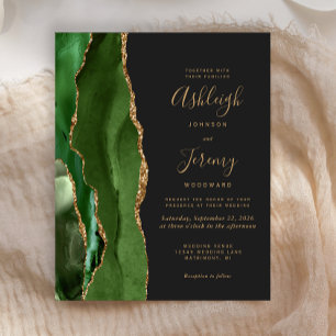 Papier Budget Agate Hunter Green Gold Dark Wedk Invitatio