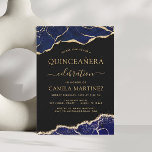 Papier Budget Agate Marine Bleu Quinceañera Or