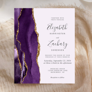 Papier Budget Agate Purple Or Faire-part de mariage moder