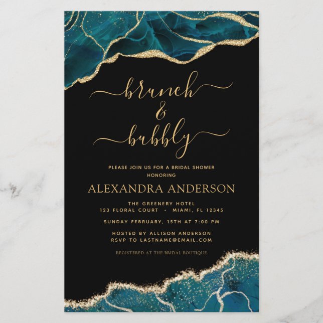 Papier Budget Agate Turquoise Brunch & Fête des mariées B (Devant)