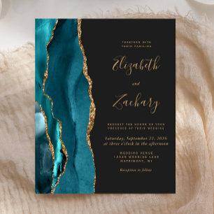Papier Budget Agate Turquoise Gold Dark Faire-part de mar