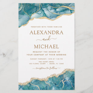 Papier Budget Agate Turquoise Turquoise Gold Mariage