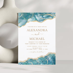 Papier Budget Agate Turquoise Turquoise Gold Mariage