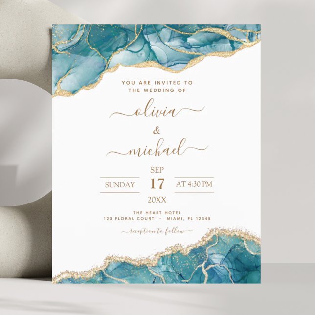 Papier Budget Agate Turquoise Turquoise Gold Mariage (Créateur téléchargé)