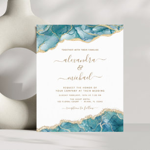 Papier Budget Agate Turquoise Turquoise Gold Mariage