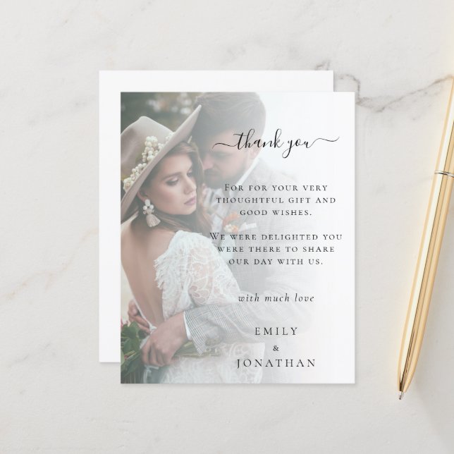 Papier Budget Ajoutez votre propre Merci Mariage photo (Devant/Arrière en situation)