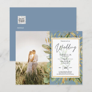 Papier Budget All-in1 PHOTO Verdure Mariage RSVP QR CODE