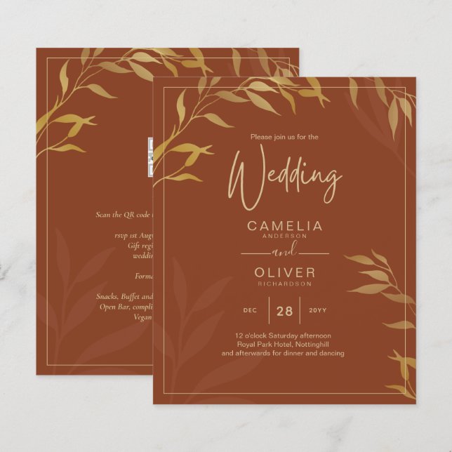 Papier Budget All-in-1 Rustic Terracotta GOLD Mariage (Devant / Derrière)