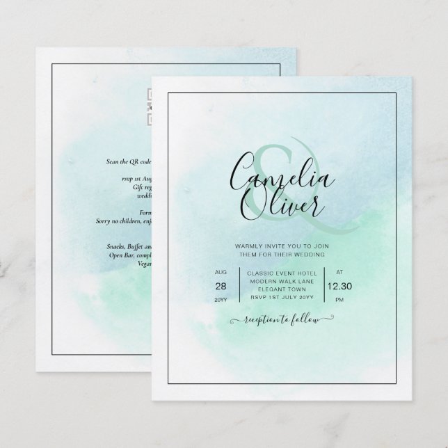 Papier BUDGET All-in-1 Verre de mer Mariage Turquoise (Devant / Derrière)