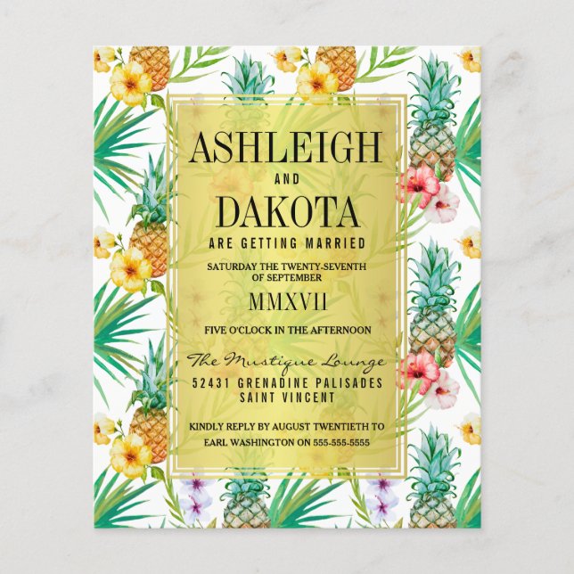 Papier Budget Ananas & Hibiscus Destination Mariage (Devant)