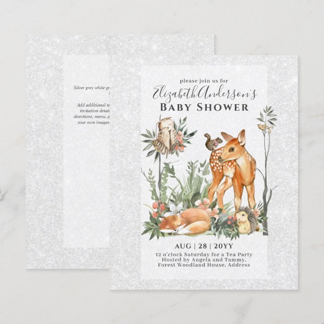 Papier BUDGET Animaux de bois bébé garçon fille douche V. (Devant / Derrière)