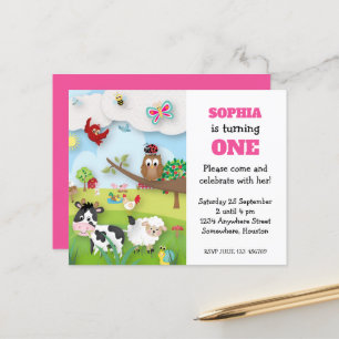 Papier Budget Animaux de ferme Invitation d'anniversaire