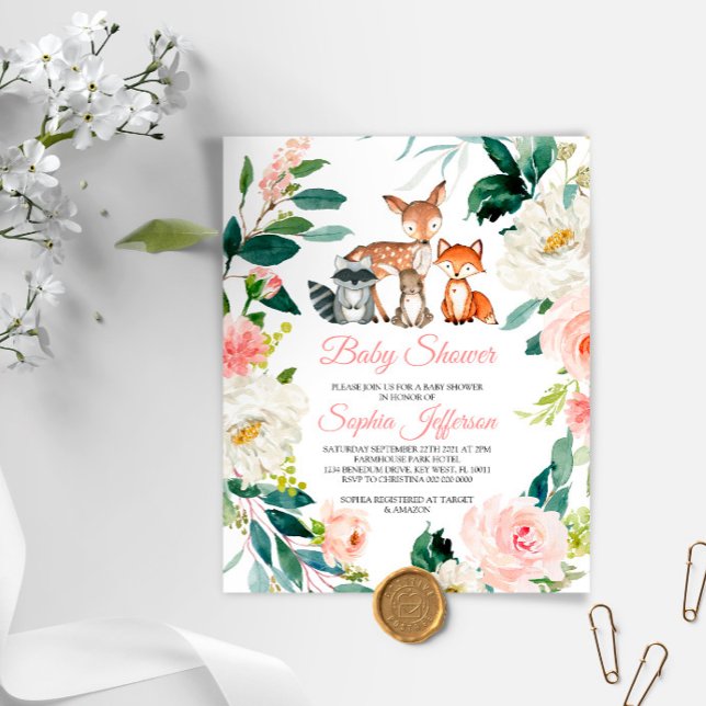 Papier Budget Animaux des bois Invitation Baby shower (Créateur téléchargé)
