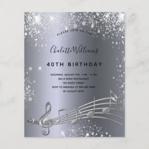 Papier Budget anniversaire argent musique notes métal par