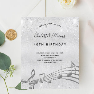 Papier Budget anniversaire argent notes de musique partie