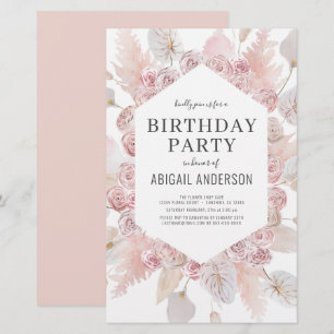 Papier Budget Anniversaire Boho Blush Pink Party Invitati