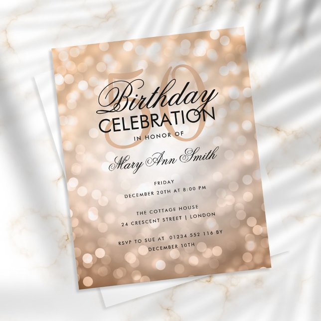 Papier Budget Anniversaire Cuivre Éclairage Invitation (Créateur téléchargé)