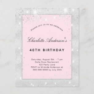 Papier Budget Anniversaire fête argent rose vif parties s