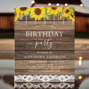 Papier Budget Anniversaire Fête Tournesol Invitation rust