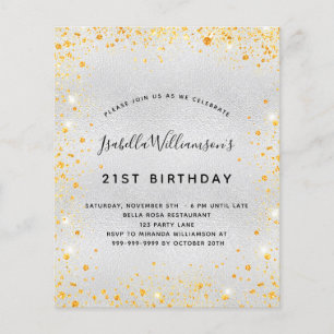 Papier Budget anniversaire or argent parties scintillant 