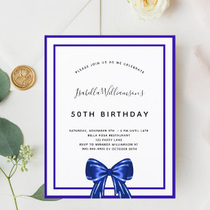 Papier Budget anniversaire royal bleu blanc arc invitatio