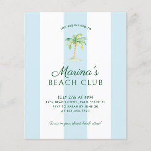 Papier BUDGET Aqua Blue Cabana Stripe Beach Club Annivers