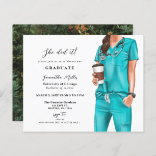 Papier Budget Aqua Scrubs Infirmière Invitation de la pho