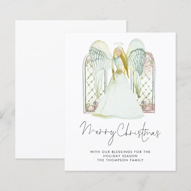 Papier Budget Aquarelle Angel Joyeux Noël Script (Devant / Derrière)
