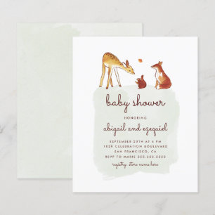 Papier Budget Aquarelle Bois Baby shower animal