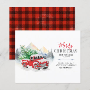 Papier Budget Aquarelle Camion rouge Joyeux Noël