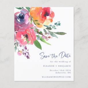 Papier Budget Aquarelle Fleurs Moderne Enregistrer La Dat
