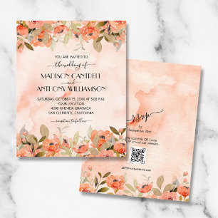 Papier Budget Aquarelle Floral QR Code Mariage Invite