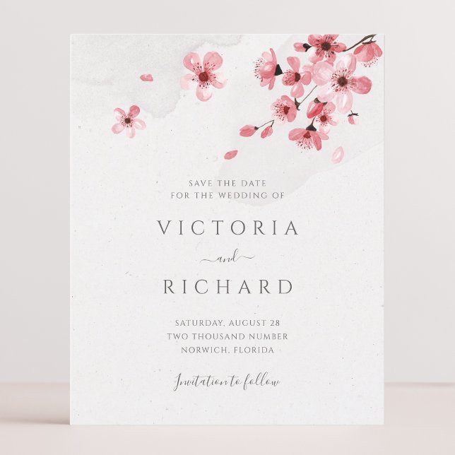 Papier Budget Aquarelle Florale Cerisier Fleur Mariage (Créateur téléchargé)