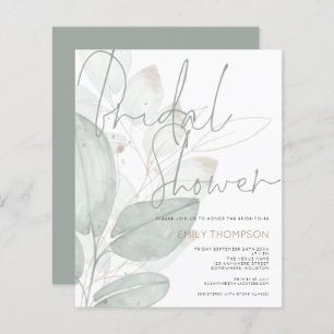 Papier Budget Aquarelle Foliage Nuptiale Douche Invitatio