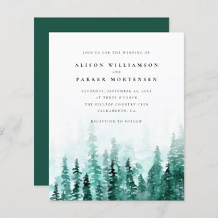 Papier Budget Aquarelle Pine Tree Forest Mariage rustique