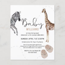 Budget Aquarelle Safari Baby shower animal fille