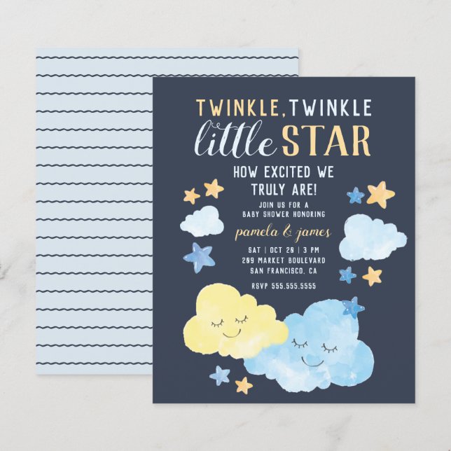Papier Budget Aquarelle Twinkle Baby shower Little Star (Devant / Derrière)