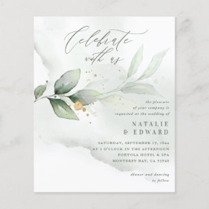 Papier budget Aquarelle verte feuillage or mariage