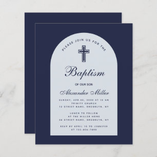 Papier Budget Arc Marine Bleu Boy Baptême Invitation
