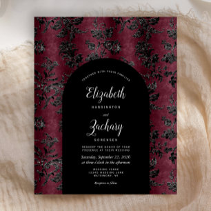 Papier Budget Arch Moody Bourgogne Black Mariage damassé