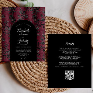 Papier Budget Arch Moody Bourgogne Noir QR Code Mariage
