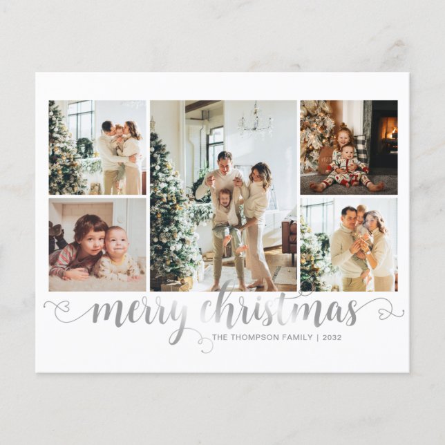 Papier BUDGET Argent Joyeux Noël Coeur Script 5 Photo (Devant)