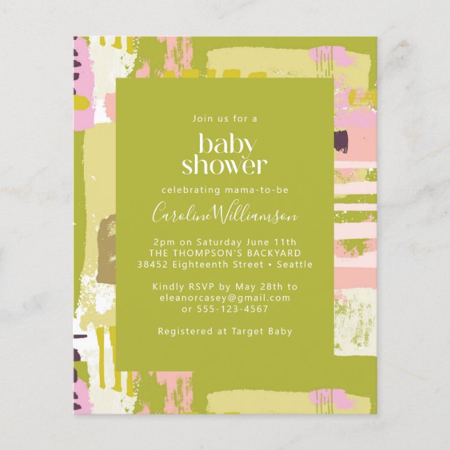 Papier Budget Art Abstrait Lime Green Mette Baby shower (Devant)