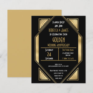 Papier Budget Art Déco Mariage d'or Anniversaire Invitati