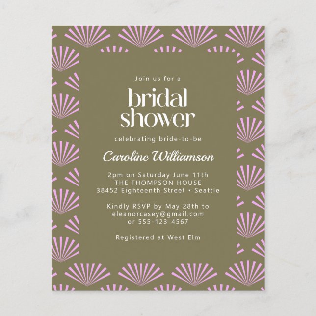 Papier Budget Art Déco Ventilateurs Olive et Lilac Fête d (Devant)