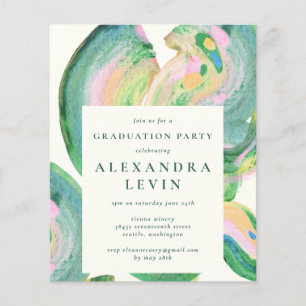 Papier Budget Artsy Abstrait Green Swirl Graduation Party