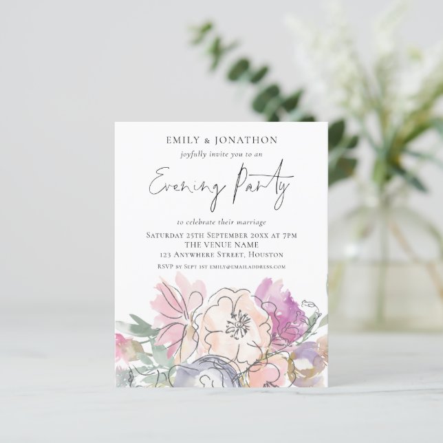Papier Budget Artsy Florals Mariage Soirée Invitation de  (Debout devant)