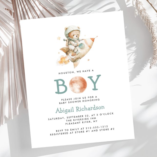 Papier Budget Astronaut Teddy Bear Boy Baby Shower (Créateur téléchargé)